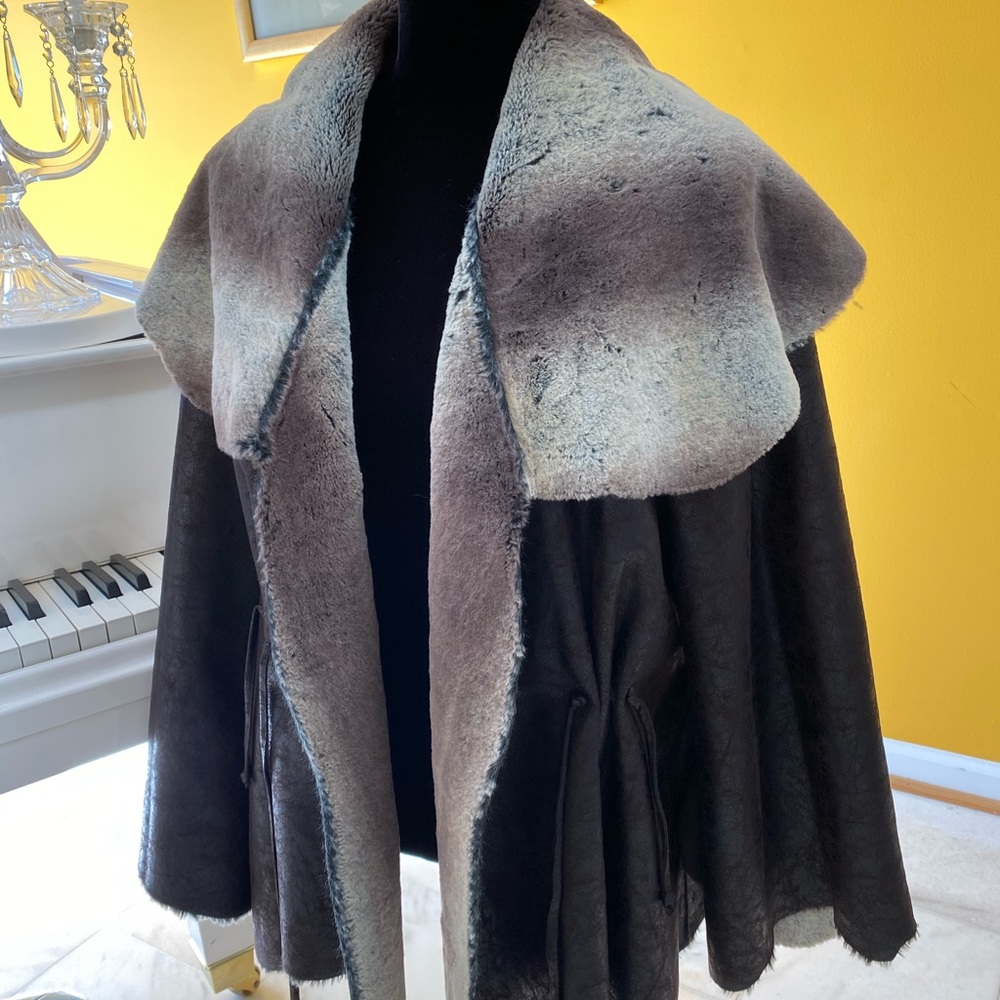 Faux Chinchilla Fur Leather Jacket Reversible - image 2